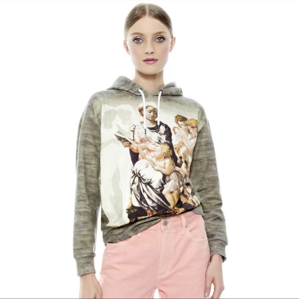 Alice + Olivia Barron Madonna & Child Art Hoodie Sweater XS NWT soft designer - Picture 2 of 12
